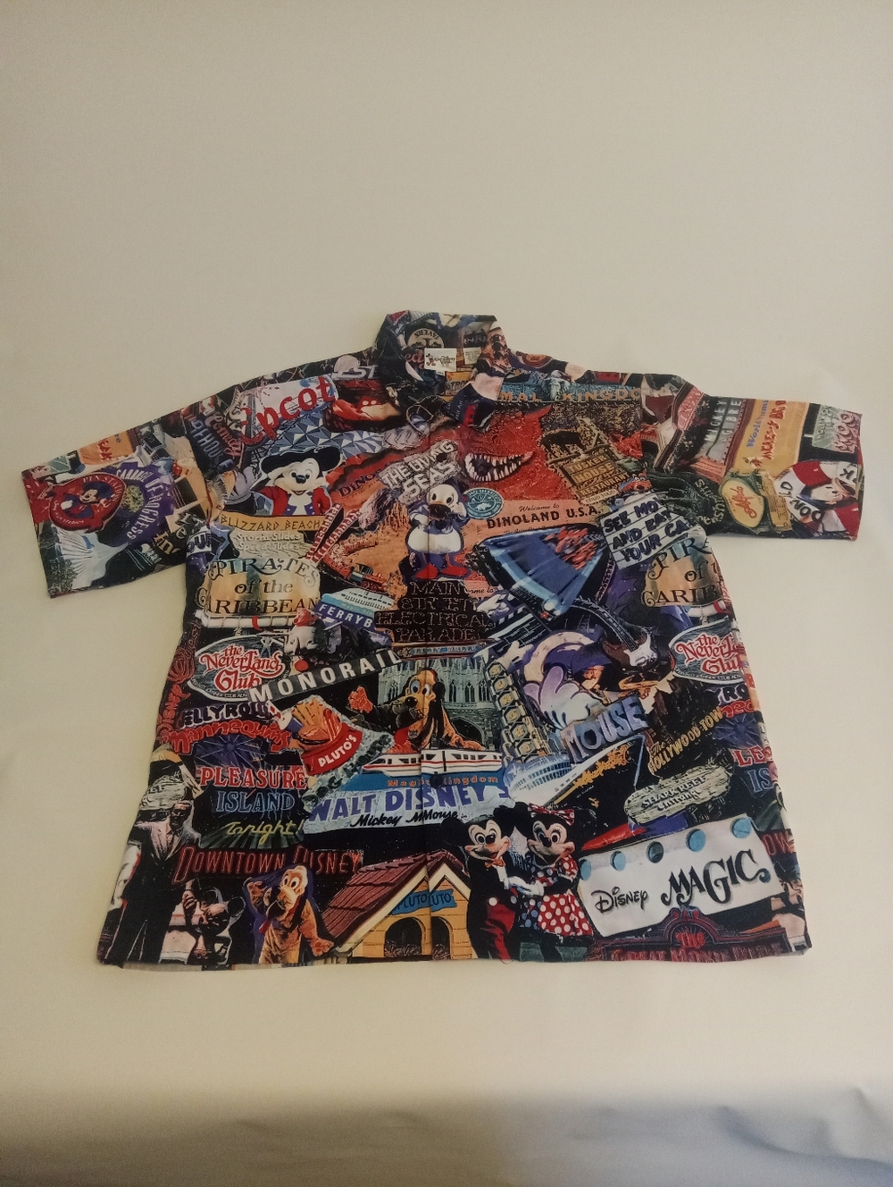 VTG Walt Disney World Mickey Mousse DOWNTOWN All Over button down Shirt Sz XXL